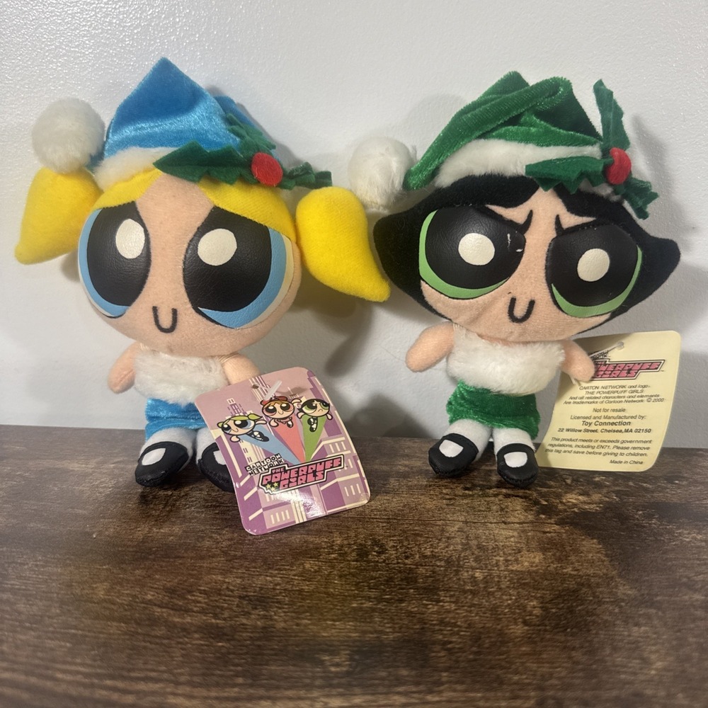 2000 Toy Connection The Powerpuff Girls Christmas Plush Set Of 2